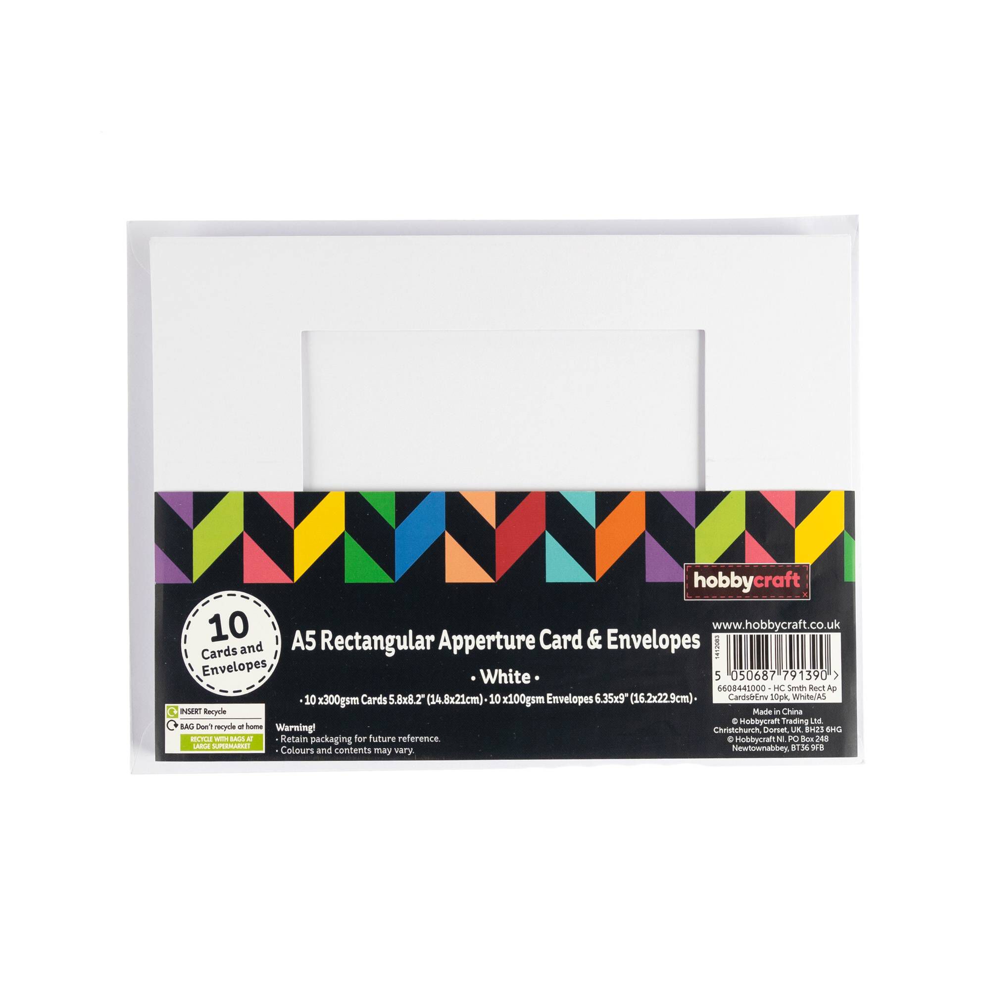 White Rectangle Aperture Cards and Envelopes A5 10 Pack Hobbycraft
